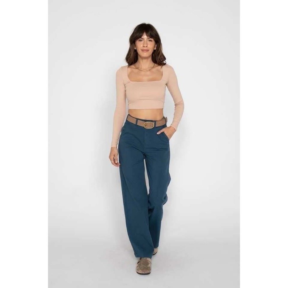 Oliver Logan Flora Stretch Trouser Pant High Rise Wide Leg Minimalist size 30